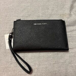 Michael Kors Black Saffiano Leather Wristlet Clutch